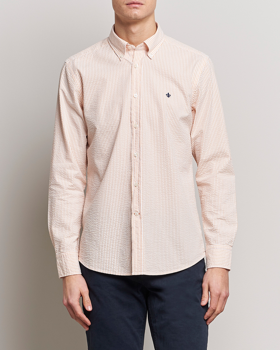 Homme | Chemises | Morris | Seersucker Button Down Shirt Orange/White