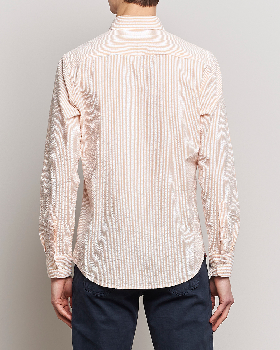 Homme | Chemises | Morris | Seersucker Button Down Shirt Orange/White