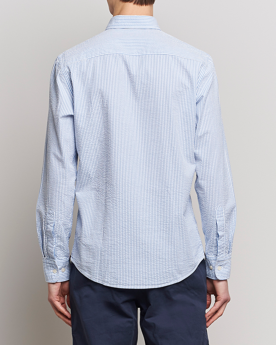Homme | Chemises | Morris | Seersucker Button Down Shirt Light Blue/White