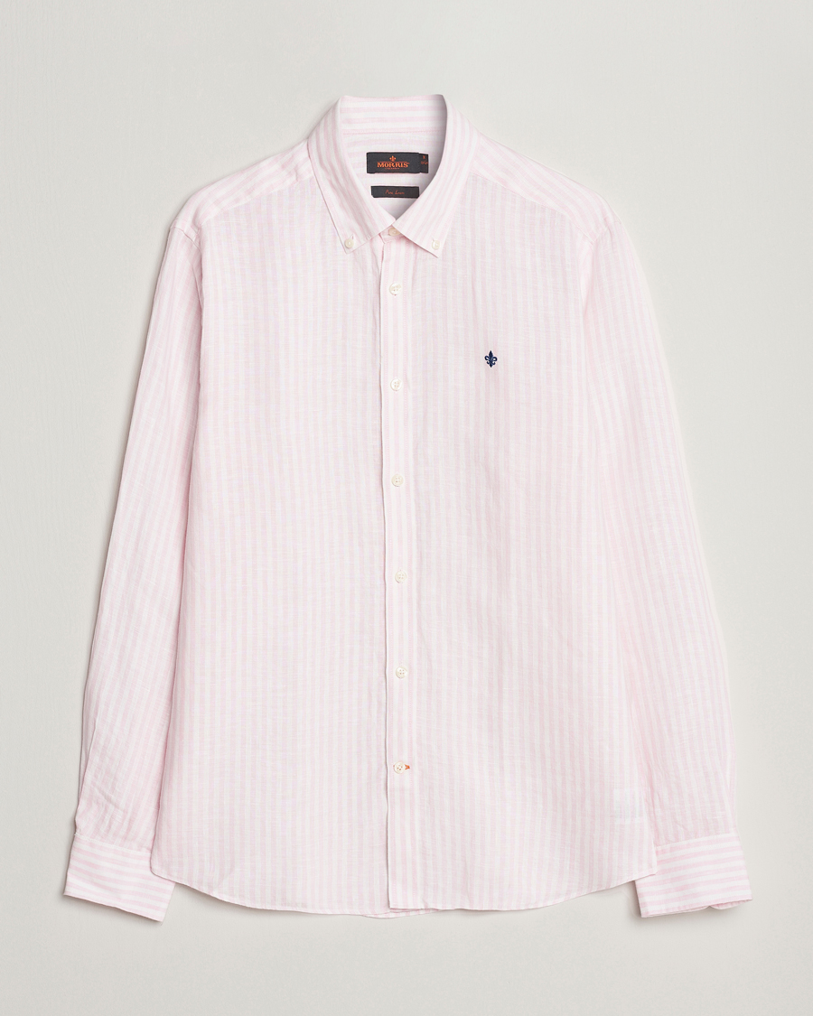 Homme | Chemises | Morris | Douglas Linen Button Down Striped Shirt Pink/White