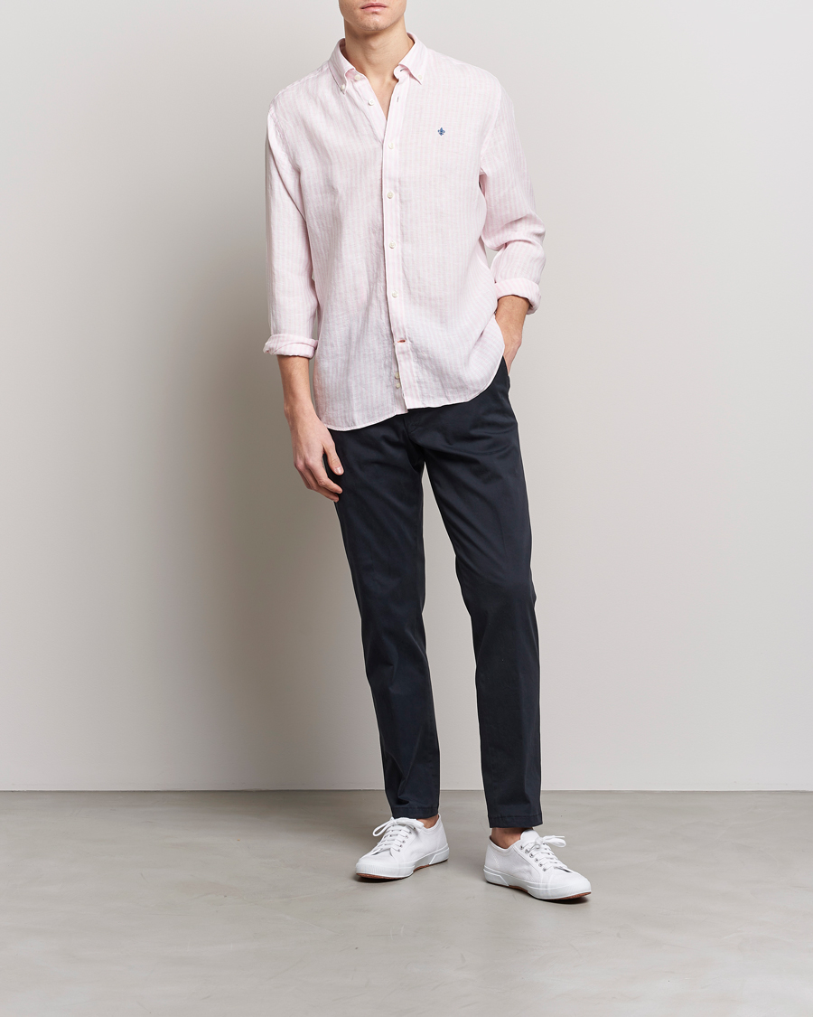 Homme | Chemises | Morris | Douglas Linen Button Down Striped Shirt Pink/White