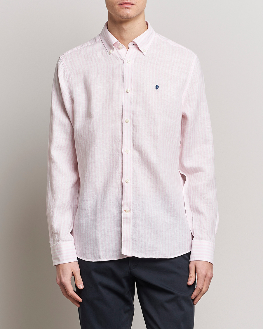 Homme | Chemises | Morris | Douglas Linen Button Down Striped Shirt Pink/White
