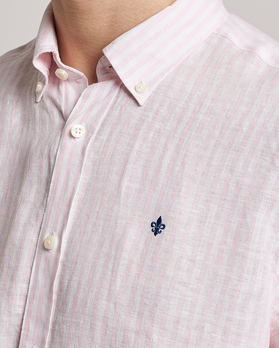 Homme | Chemises | Morris | Douglas Linen Button Down Striped Shirt Pink/White