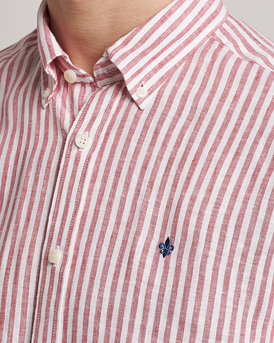 Homme | Chemises | Morris | Douglas Linen Button Down Striped Shirt Orange/White