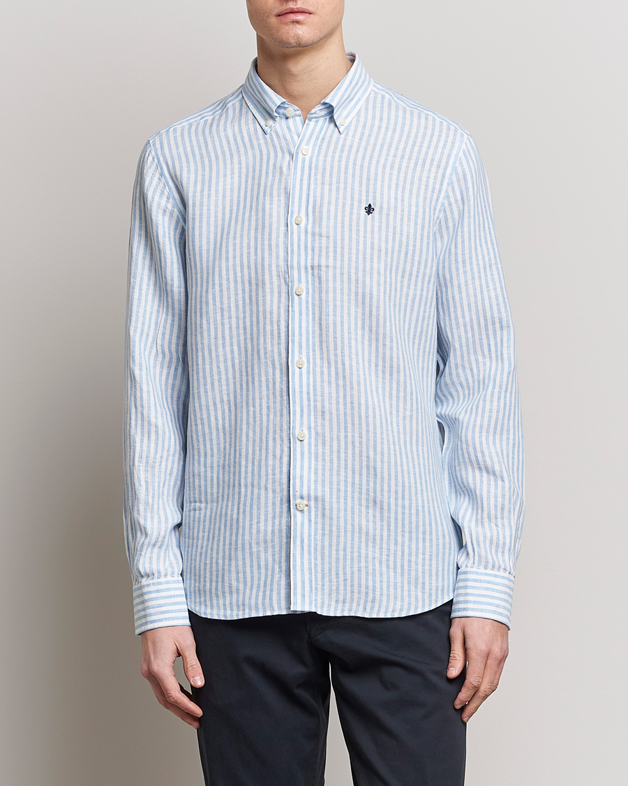 Homme | Chemises | Morris | Douglas Linen Button Down Striped Shirt Blue/White