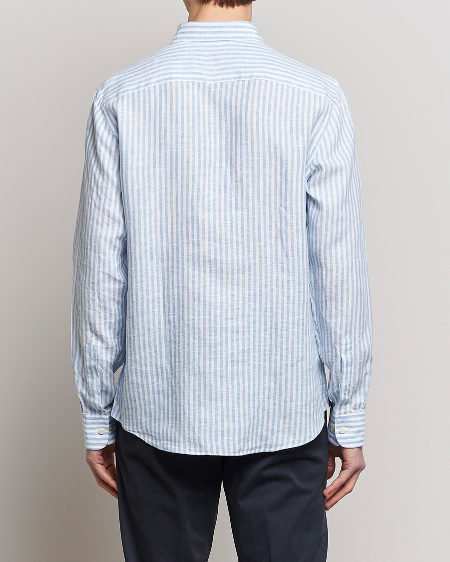 Homme | Chemises | Morris | Douglas Linen Button Down Striped Shirt Blue/White