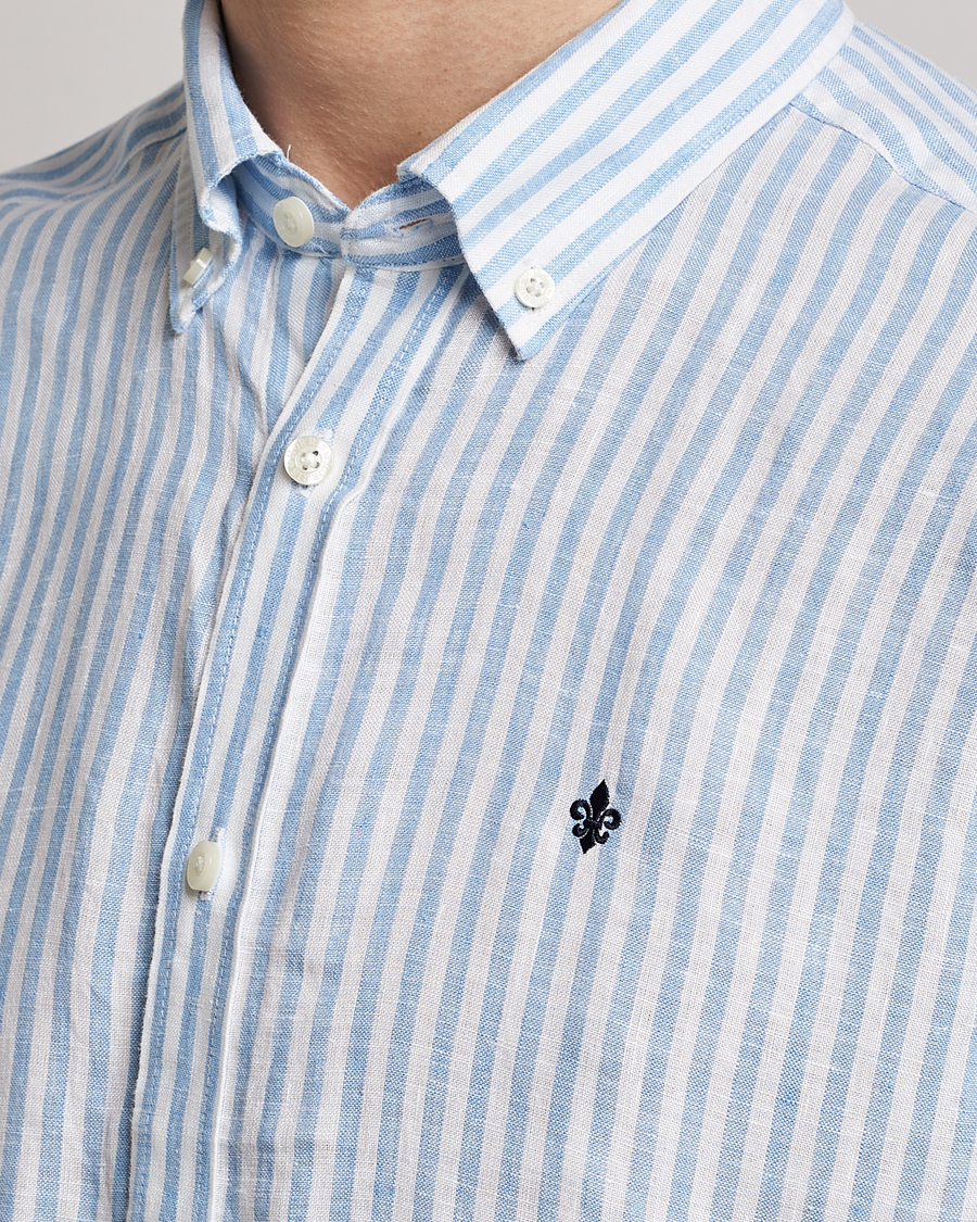 Homme | Chemises | Morris | Douglas Linen Button Down Striped Shirt Blue/White
