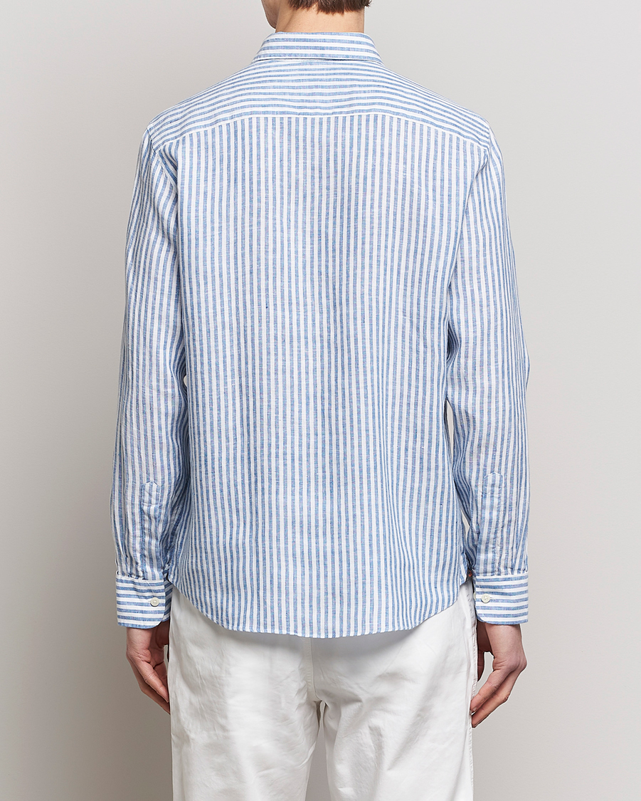 Homme | Chemises | Morris | Douglas Linen Button Down Striped Shirt Navy/White