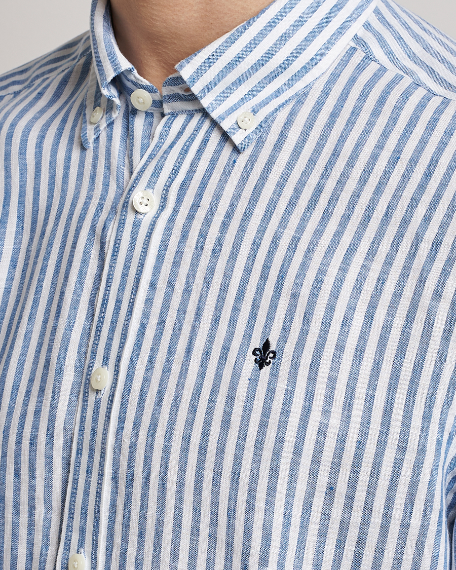 Homme | Chemises | Morris | Douglas Linen Button Down Striped Shirt Navy/White
