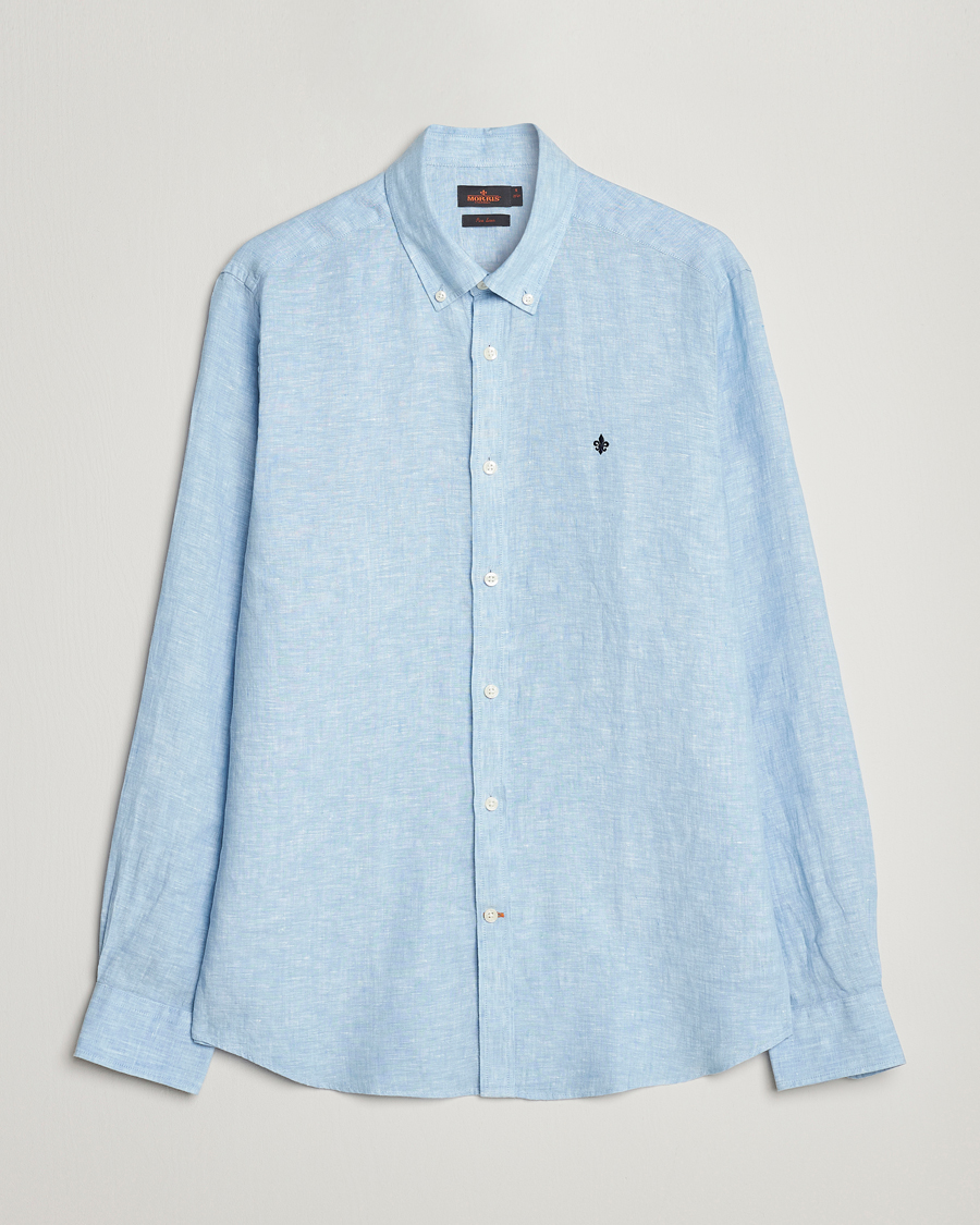 Homme | Chemises | Morris | Douglas Linen Button Down Shirt Light Blue
