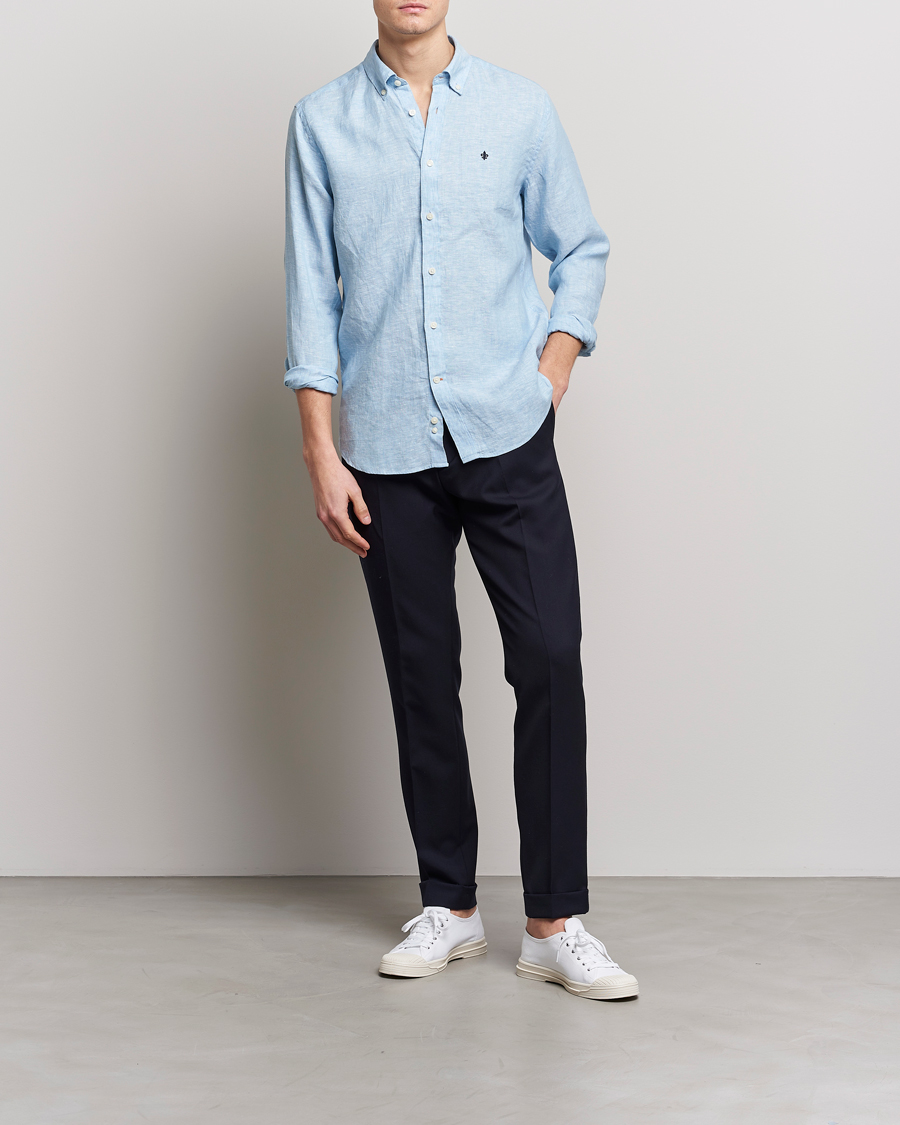 Homme | Chemises | Morris | Douglas Linen Button Down Shirt Light Blue