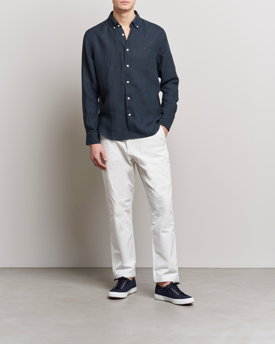 Homme | Chemises | Morris | Douglas Linen Button Down Shirt Navy