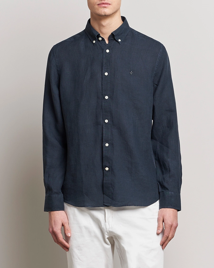 Homme | Sections | Morris | Douglas Linen Button Down Shirt Navy