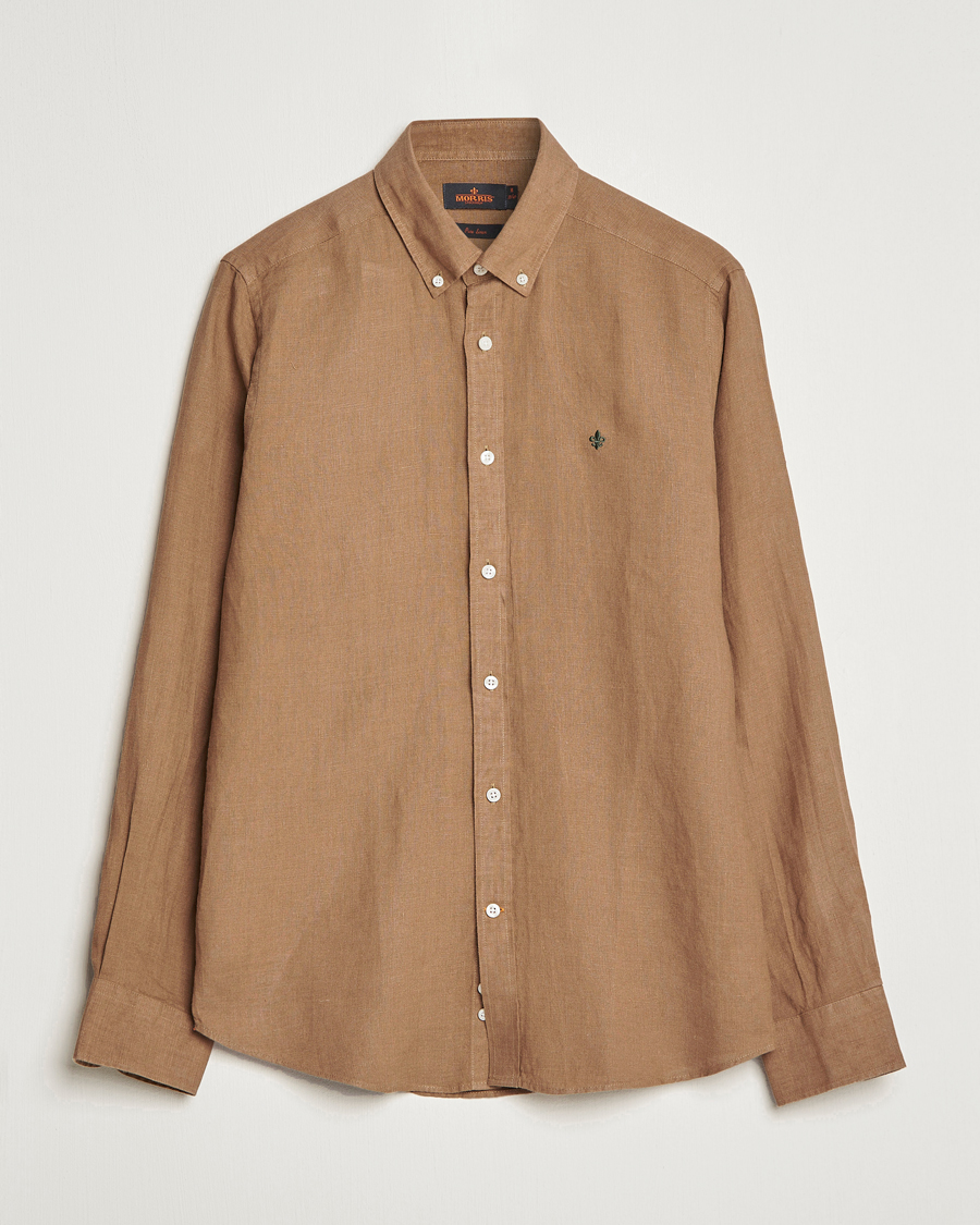 Homme | Chemises | Morris | Douglas Linen Button Down Shirt Khaki Brown