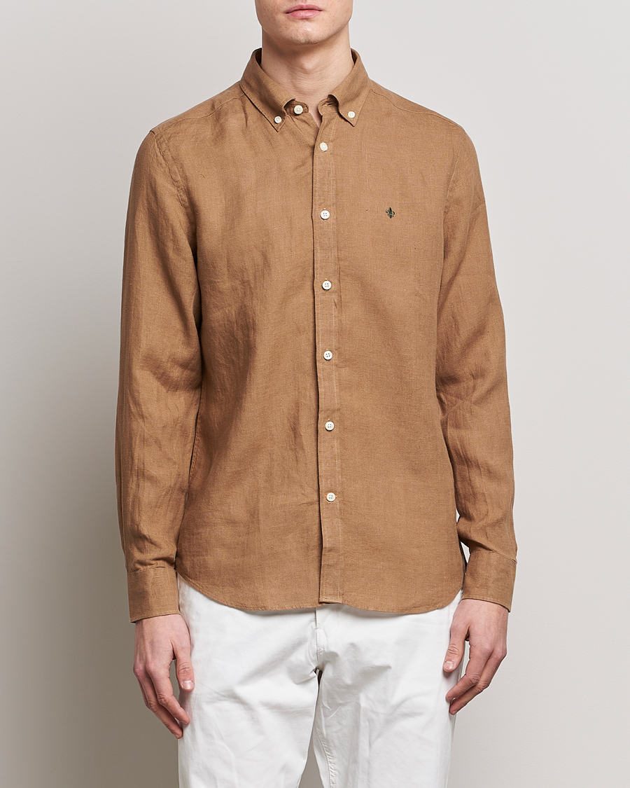 Homme | Chemises | Morris | Douglas Linen Button Down Shirt Khaki Brown