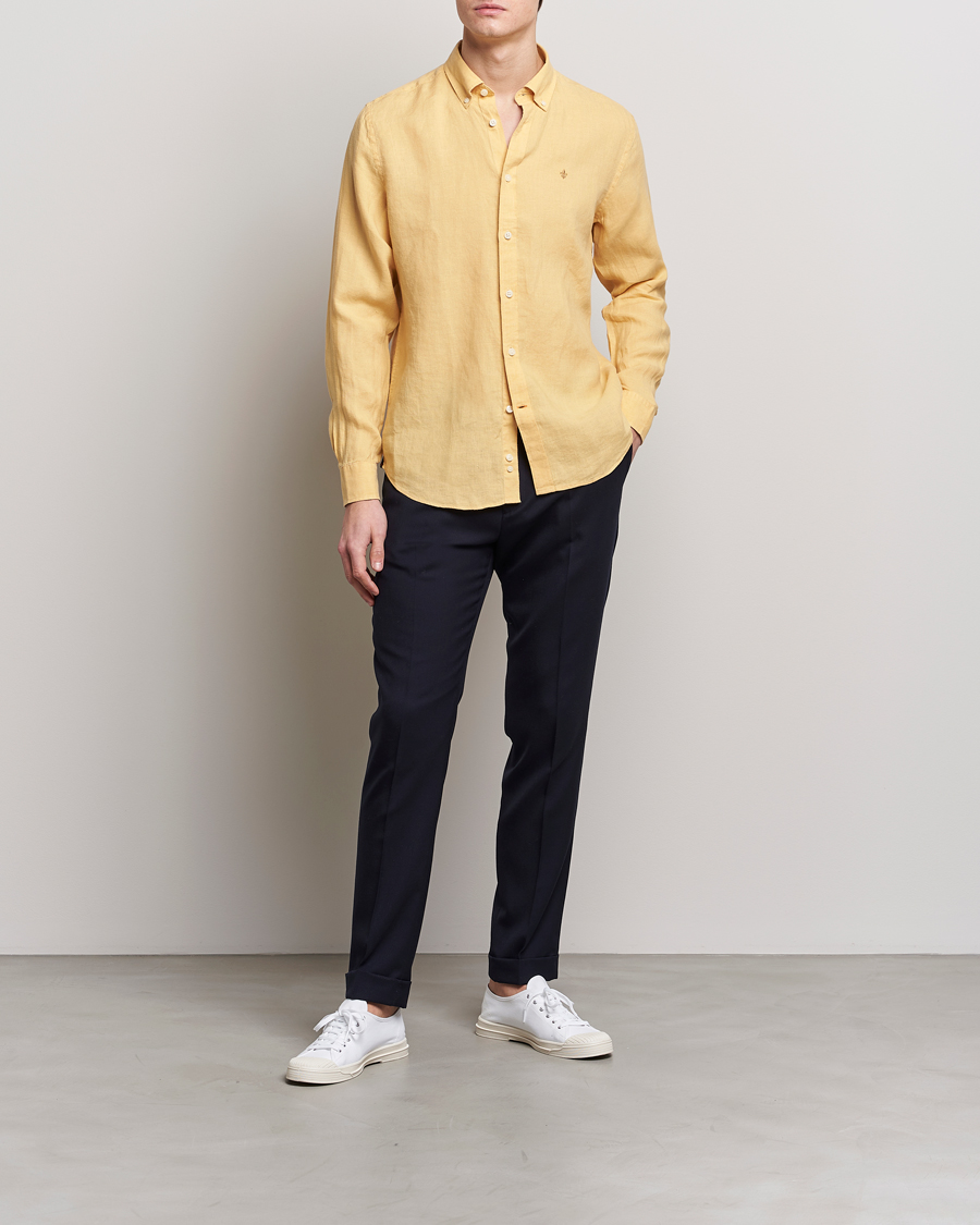 Homme | Chemises | Morris | Douglas Linen Button Down Shirt Yellow