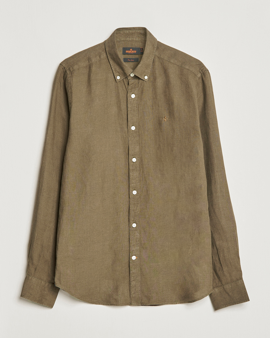Homme | Chemises | Morris | Douglas Linen Button Down Shirt Dark Green