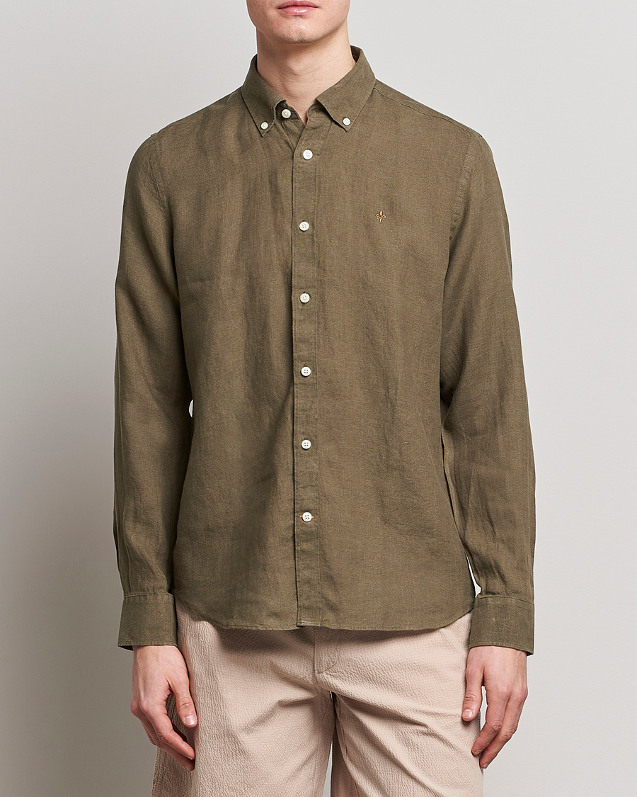 Homme | Chemises | Morris | Douglas Linen Button Down Shirt Dark Green