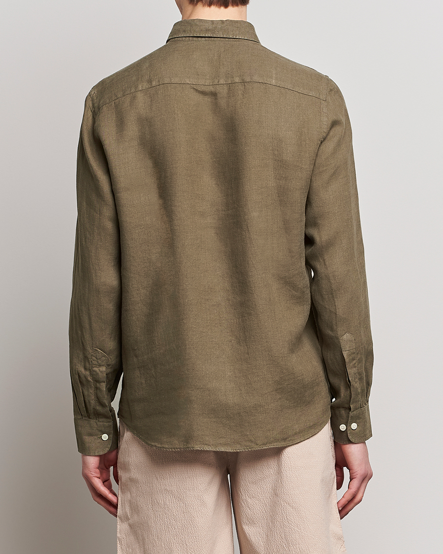 Homme | Chemises | Morris | Douglas Linen Button Down Shirt Dark Green