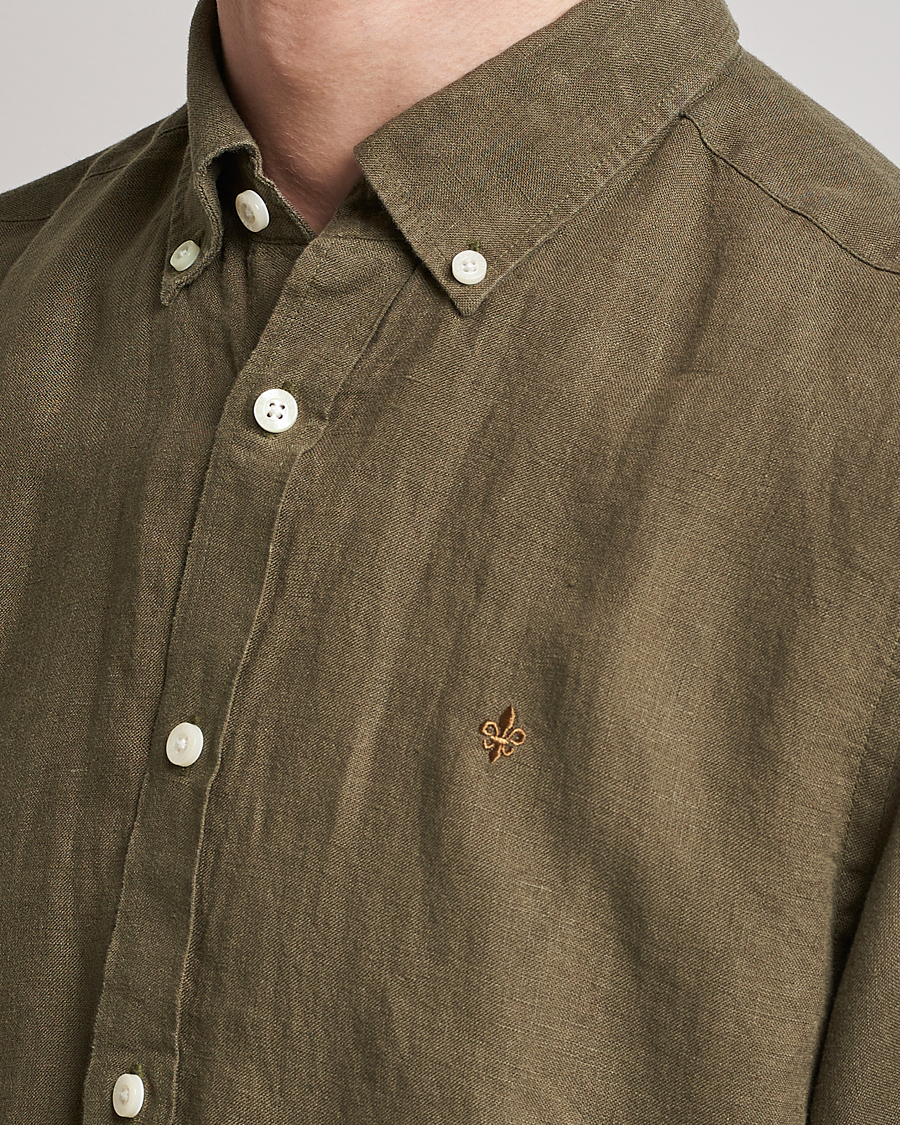 Homme | Chemises | Morris | Douglas Linen Button Down Shirt Dark Green