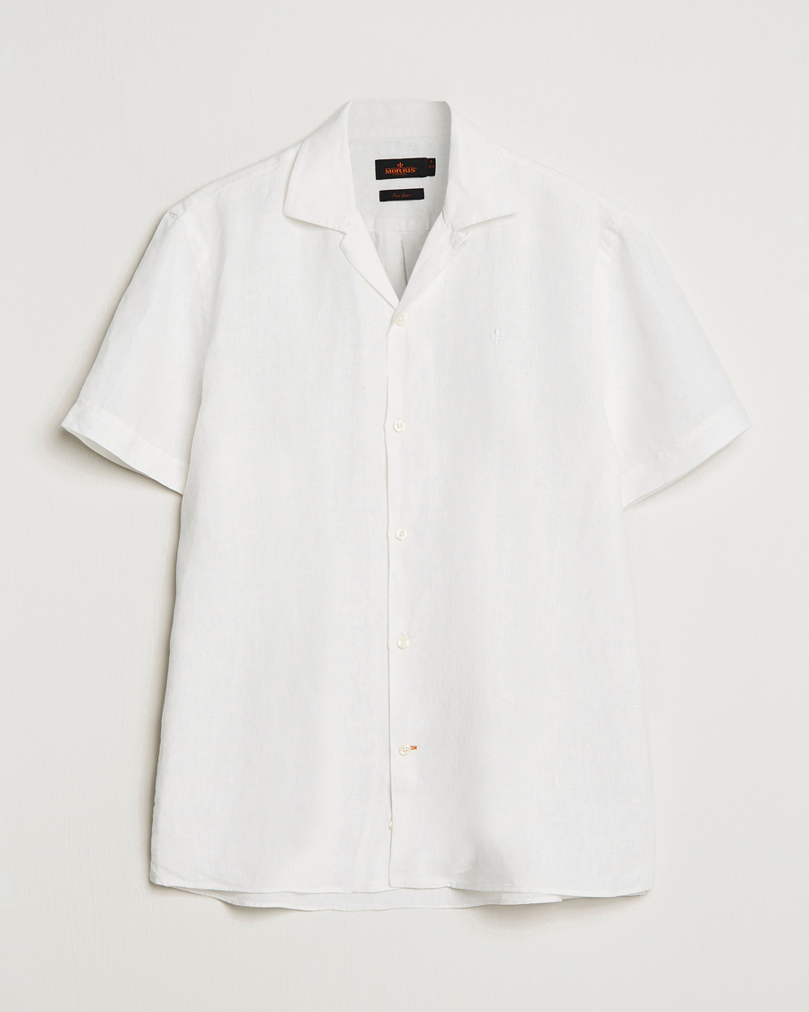 Homme | Chemises | Morris | Douglas Linen Short Sleeve Shirt White