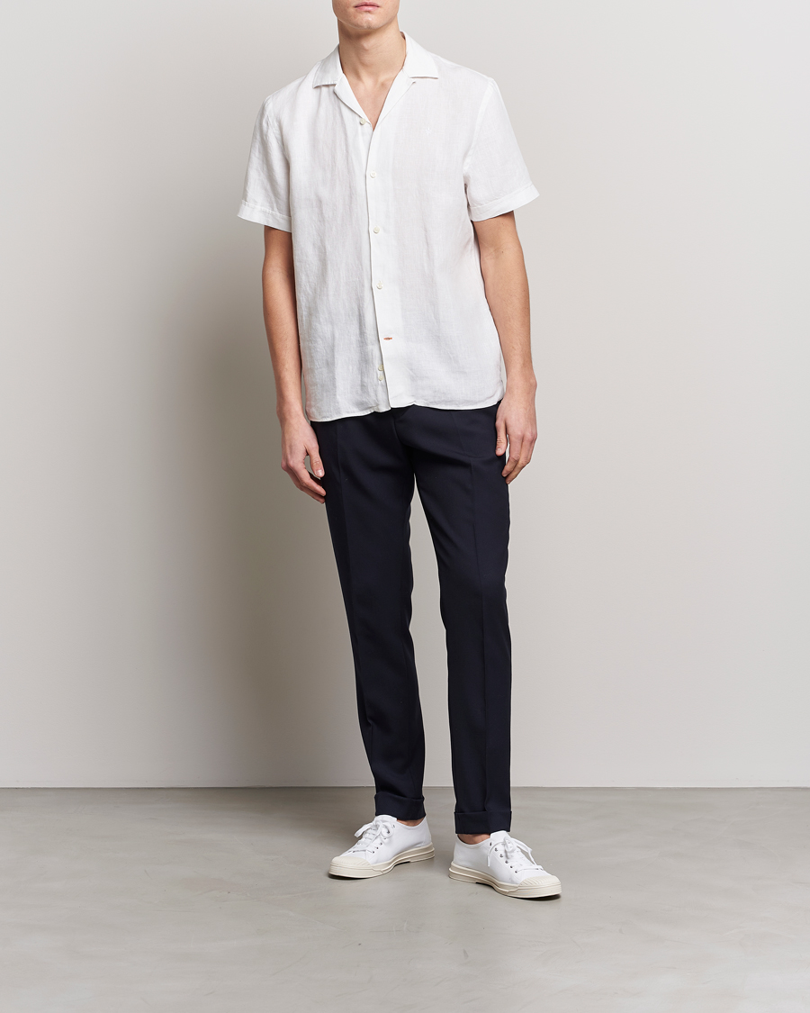Homme | Chemises | Morris | Douglas Linen Short Sleeve Shirt White