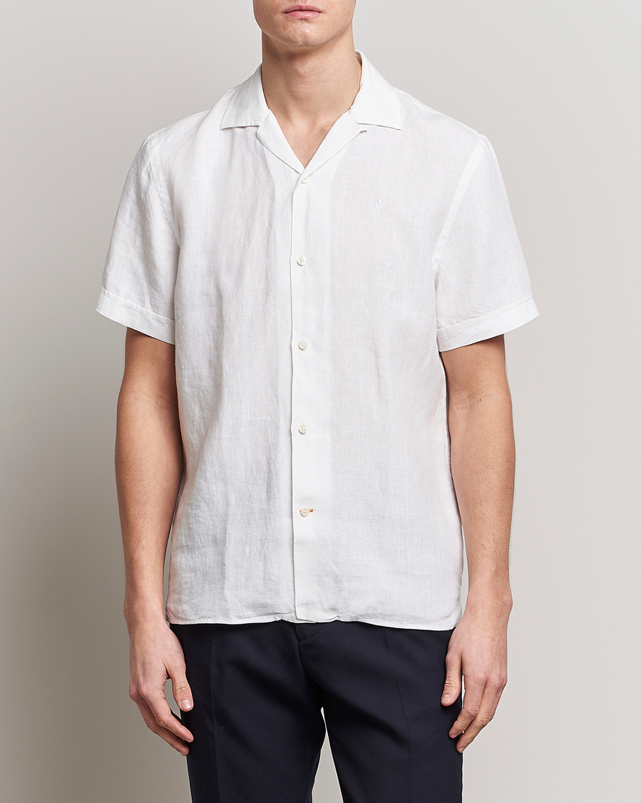 Homme | Chemises | Morris | Douglas Linen Short Sleeve Shirt White