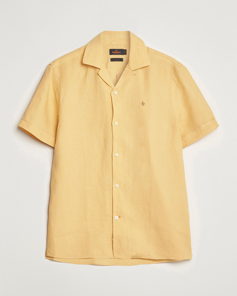 Homme | Chemises | Morris | Douglas Linen Short Sleeve Shirt Yellow