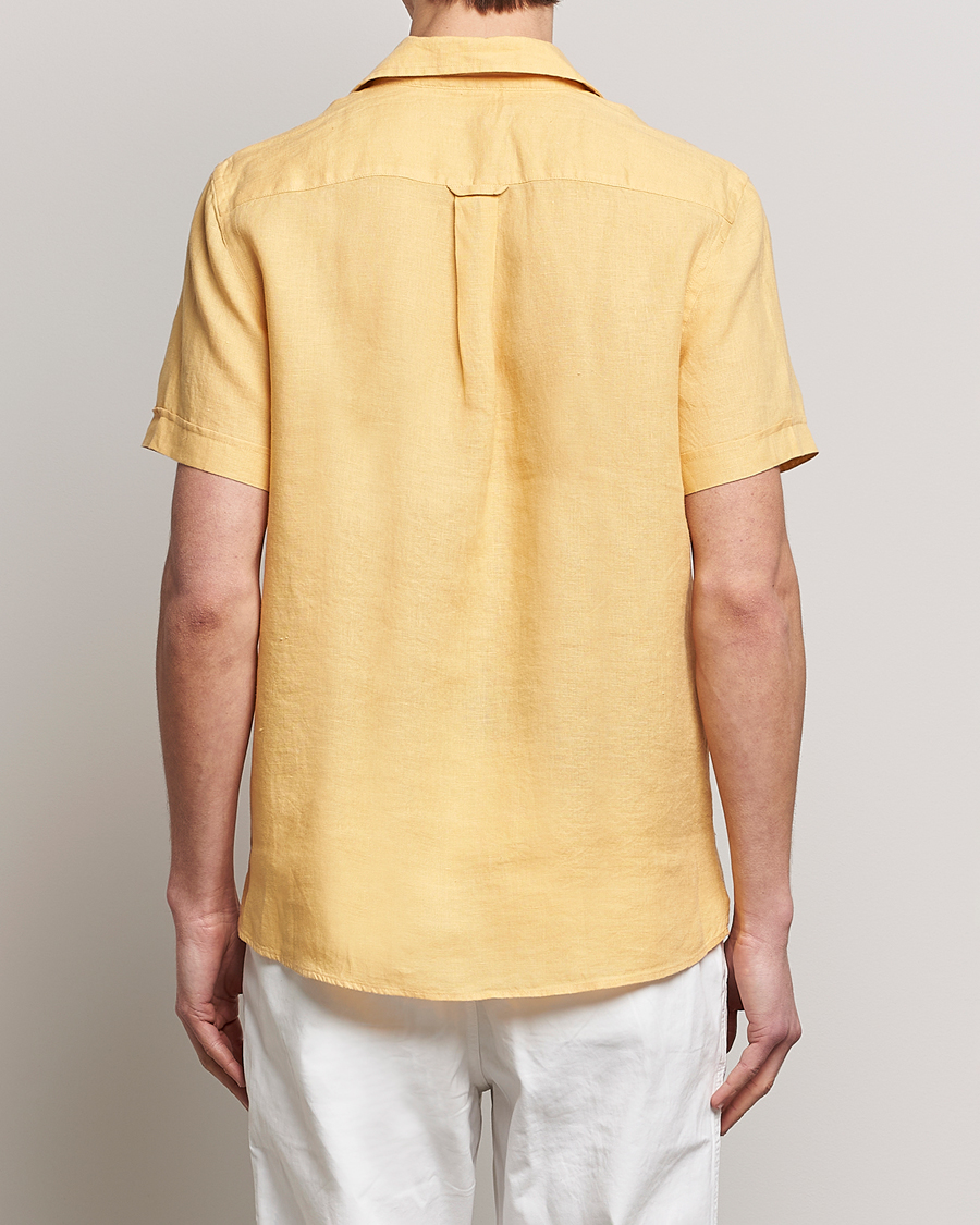 Homme | Chemises | Morris | Douglas Linen Short Sleeve Shirt Yellow