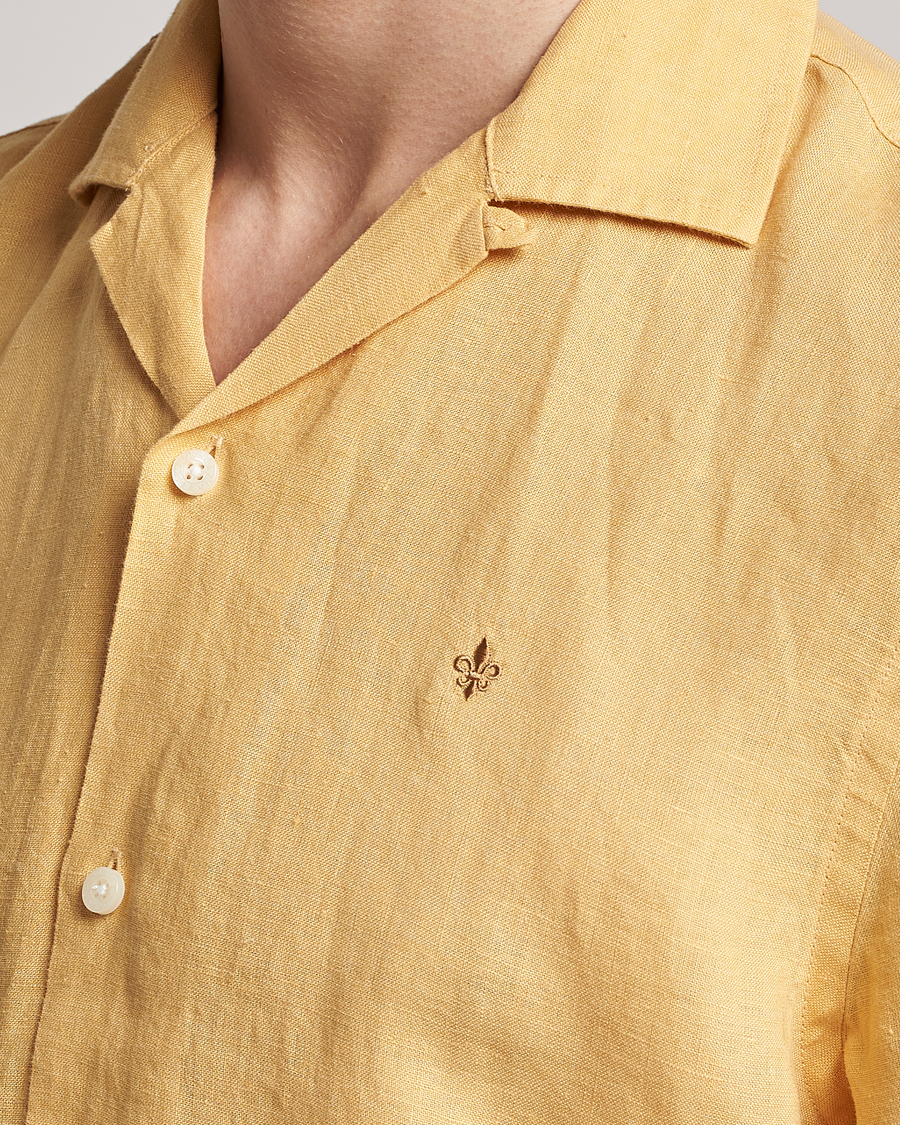 Homme | Chemises | Morris | Douglas Linen Short Sleeve Shirt Yellow