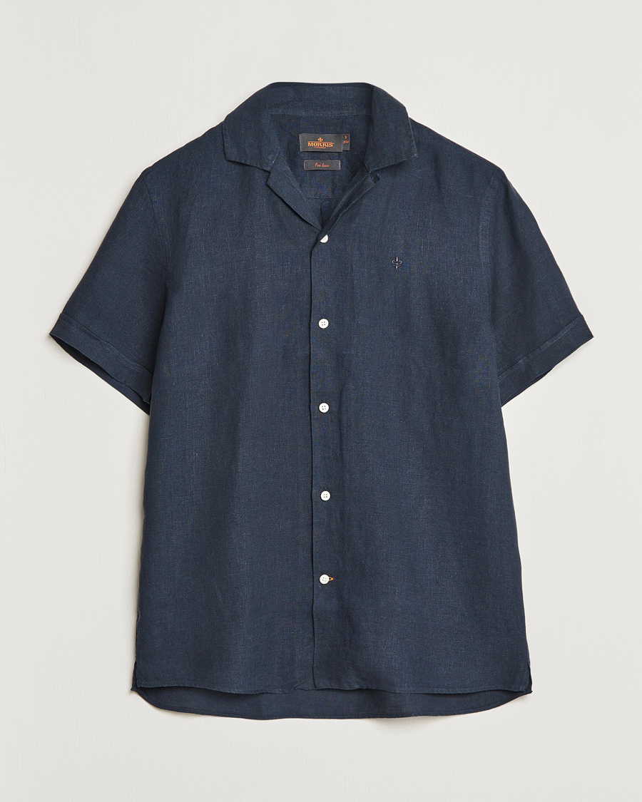 Homme | Chemises | Morris | Douglas Linen Short Sleeve Shirt Navy