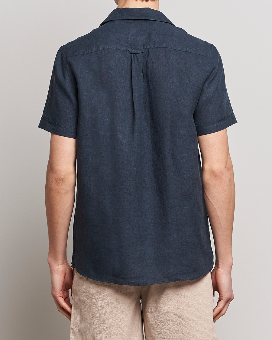 Homme | Chemises | Morris | Douglas Linen Short Sleeve Shirt Navy