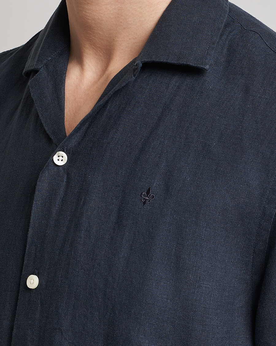 Homme | Chemises | Morris | Douglas Linen Short Sleeve Shirt Navy