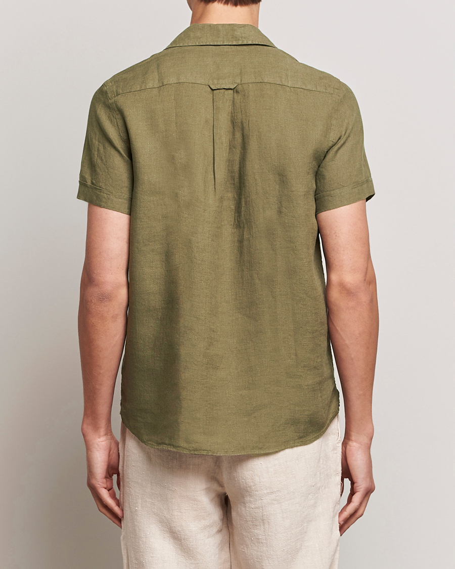 Homme | Chemises | Morris | Douglas Linen Short Sleeve Shirt Dark Green