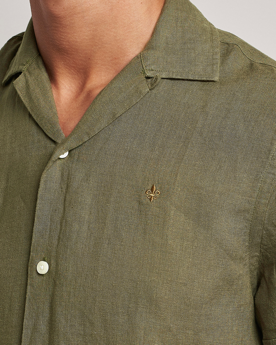Homme | Chemises | Morris | Douglas Linen Short Sleeve Shirt Dark Green
