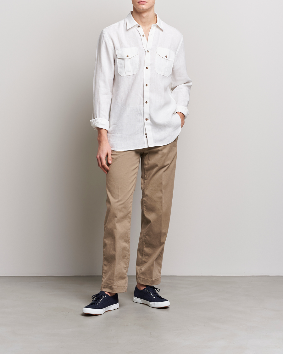 Homme | Chemises | Morris | Safari Linen Shirt White