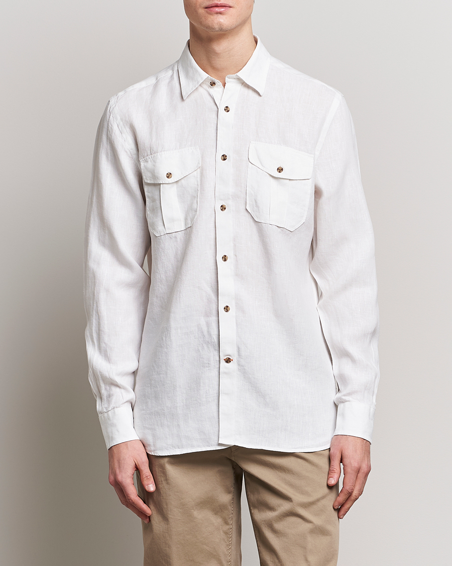 Homme | Chemises | Morris | Safari Linen Shirt White