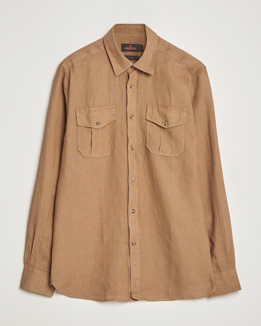 Homme | Chemises | Morris | Safari Linen Shirt Khaki Brown