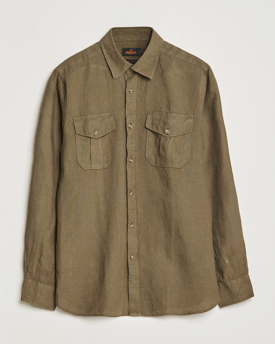 Homme | Chemises | Morris | Safari Linen Shirt Dark Green