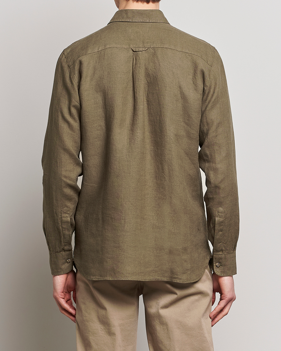 Homme | Chemises | Morris | Safari Linen Shirt Dark Green
