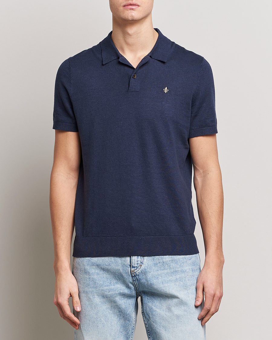 Homme | Polos | Morris | Harold Cotton/Linen Summer Polo Navy