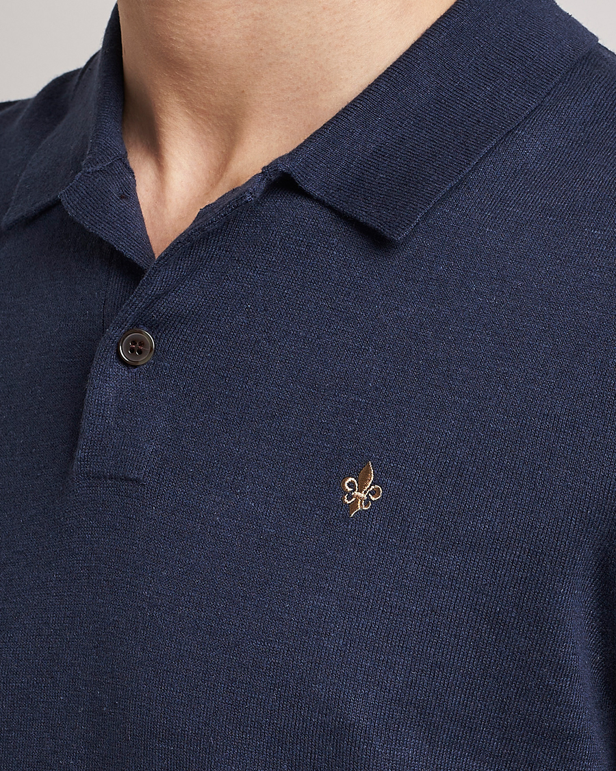 Homme | Polos | Morris | Harold Cotton/Linen Summer Polo Navy