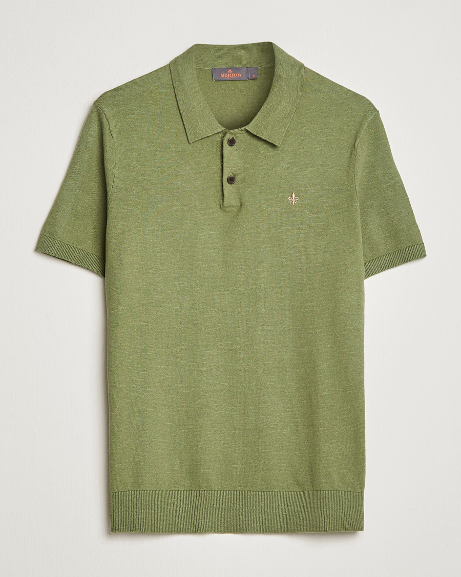 Homme | Polos | Morris | Harold Cotton/Linen Summer Polo Sage Green