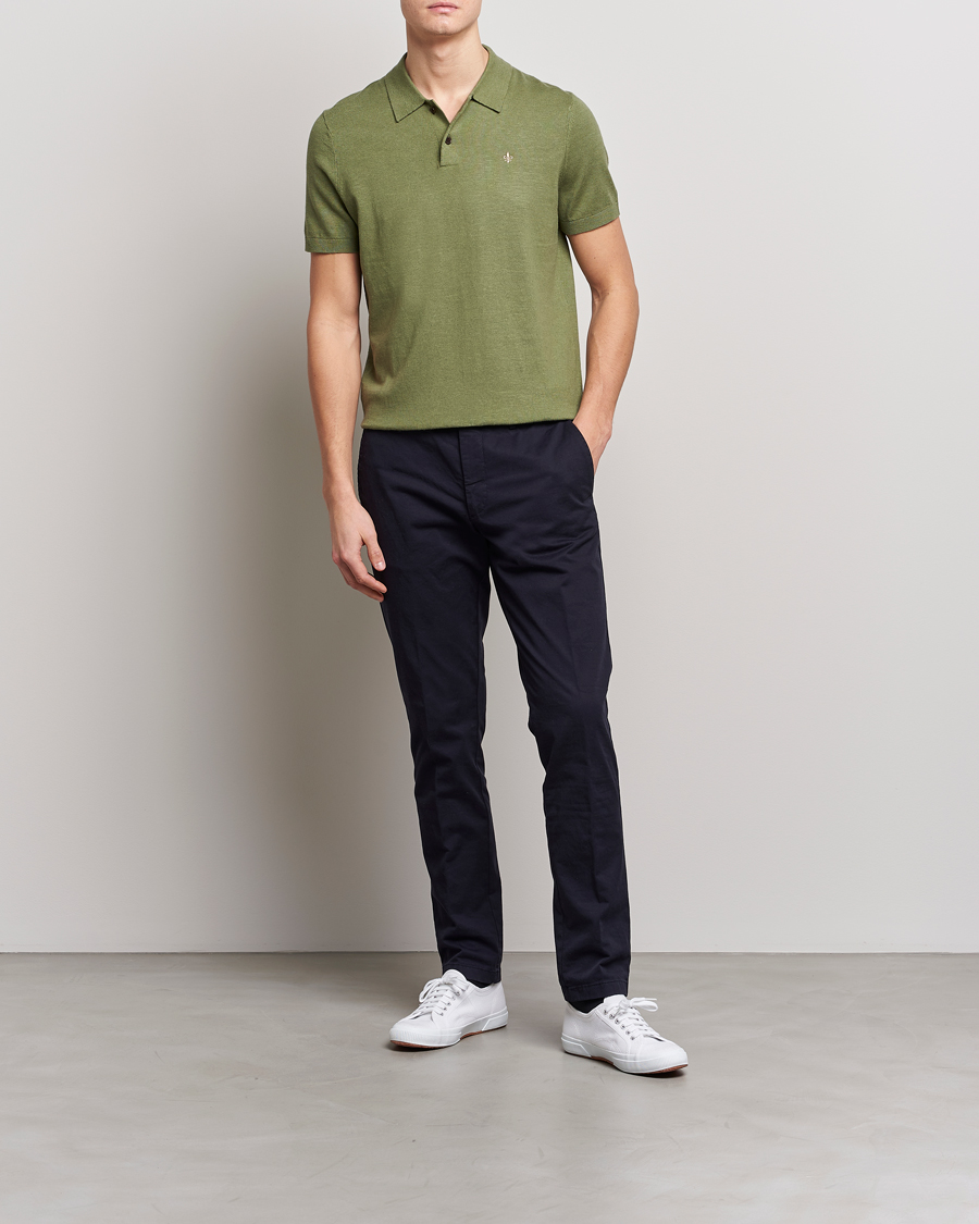 Homme | Polos | Morris | Harold Cotton/Linen Summer Polo Sage Green