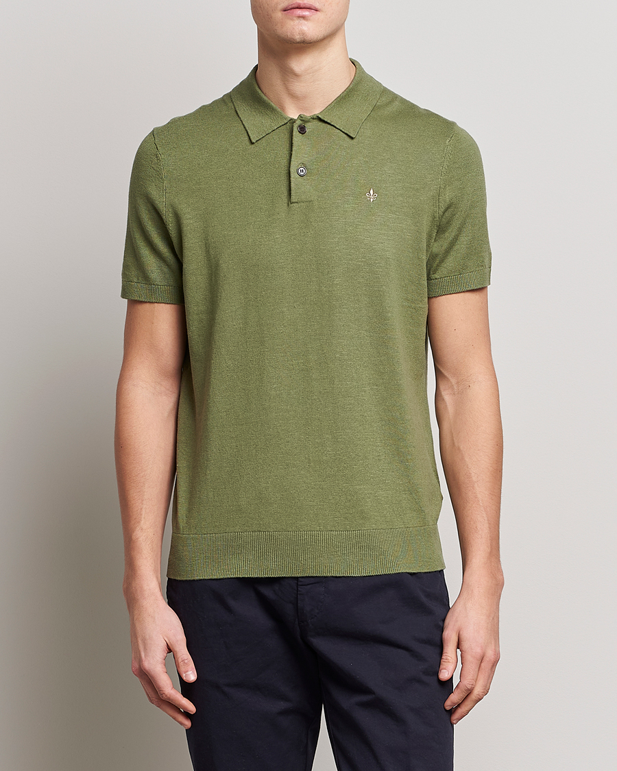 Homme | Polos | Morris | Harold Cotton/Linen Summer Polo Sage Green