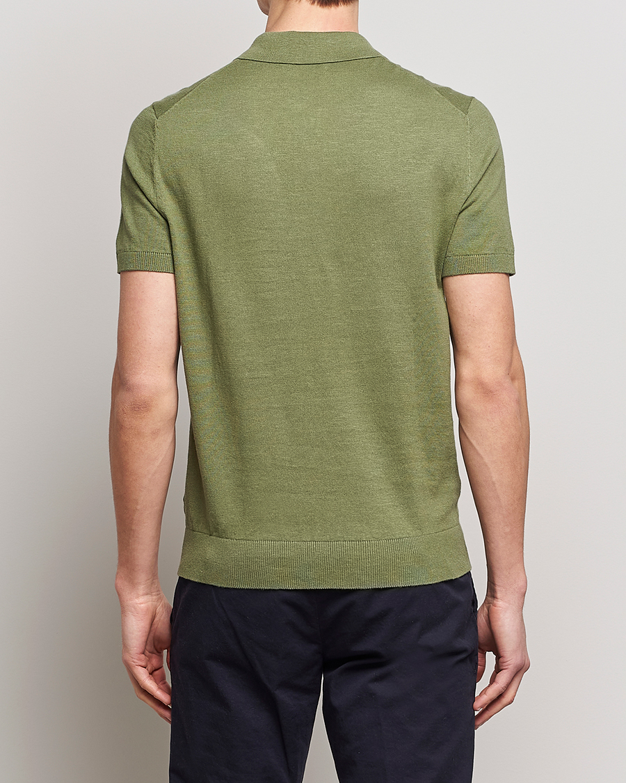 Homme | Polos | Morris | Harold Cotton/Linen Summer Polo Sage Green