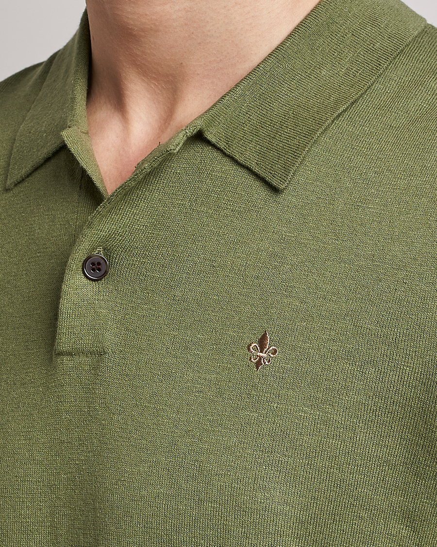 Homme | Polos | Morris | Harold Cotton/Linen Summer Polo Sage Green