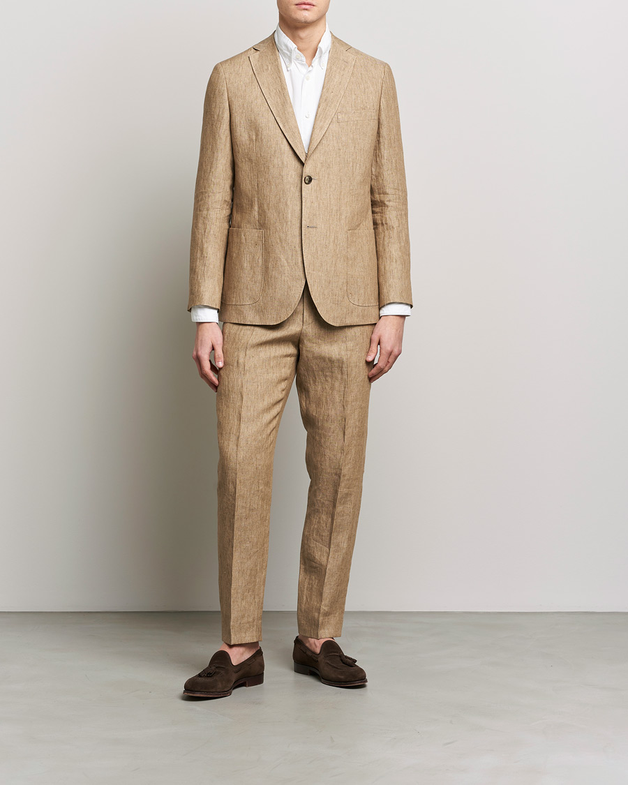 Homme | Pantalons | Morris | Bobby Linen Suit Trousers Khaki