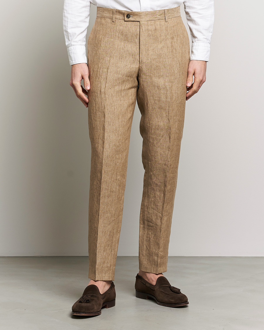 Homme | Pantalons | Morris | Bobby Linen Suit Trousers Khaki
