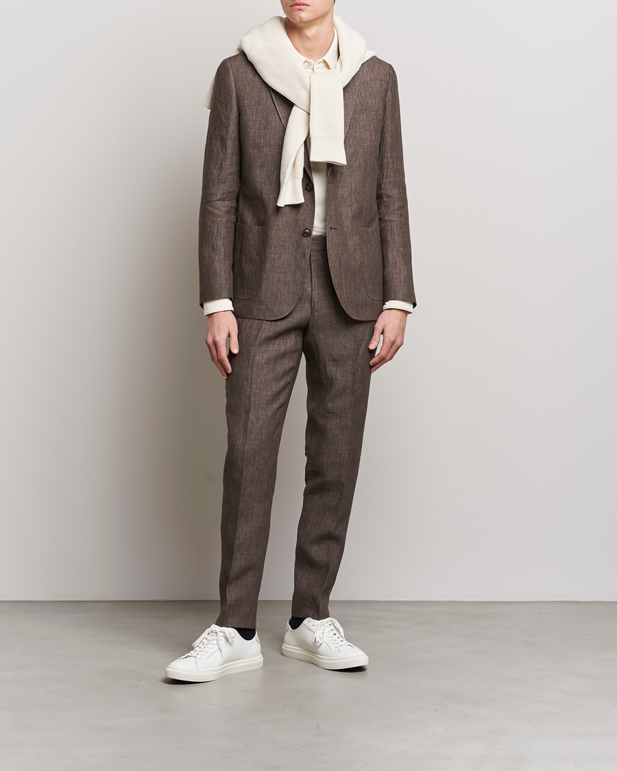 Homme | Pantalons | Morris | Bobby Linen Suit Trousers Brown